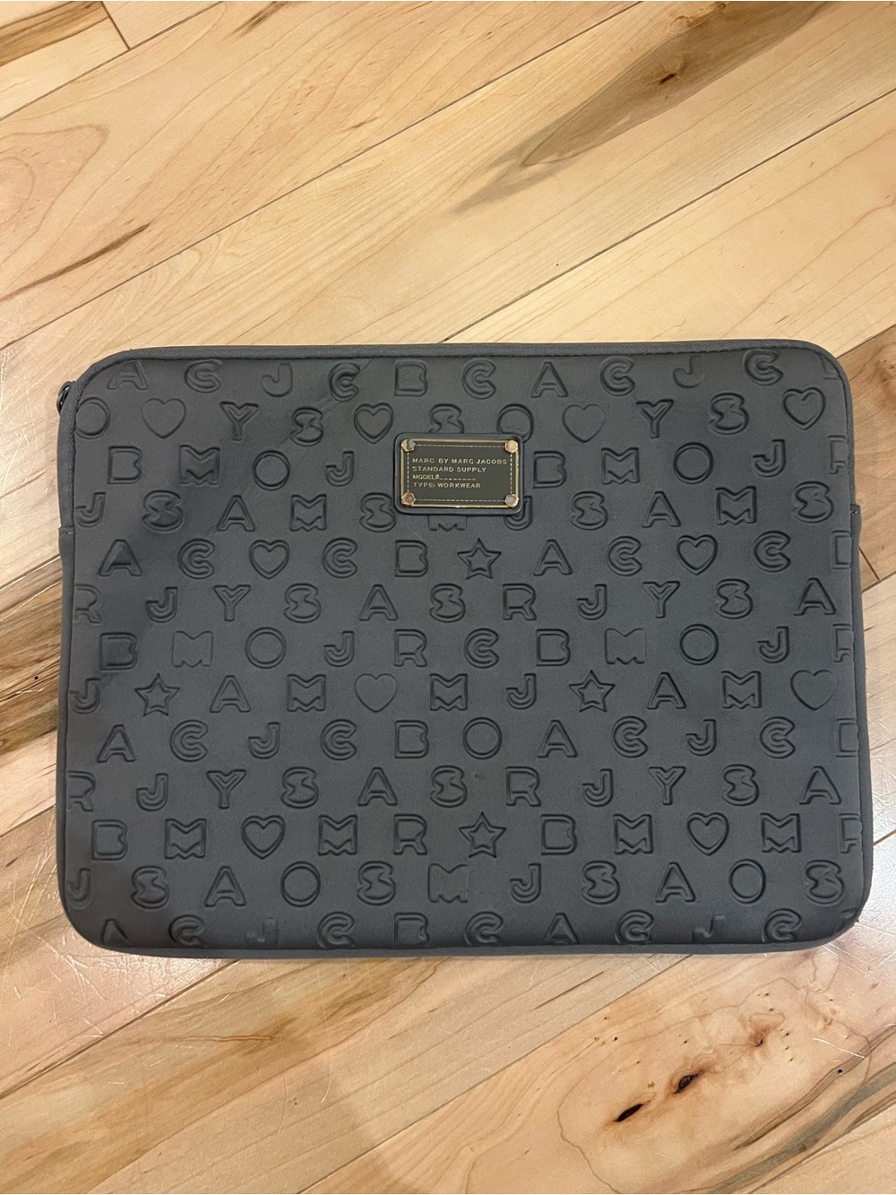 Marc by Marc Jacobs Gray Embossed Logo Laptop Sleeve
